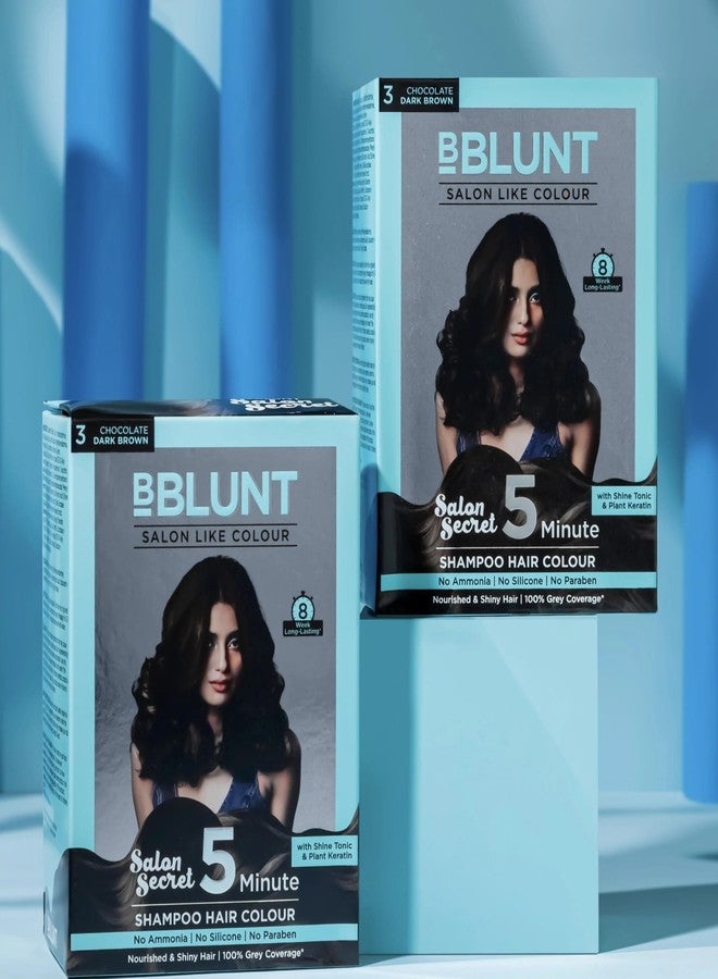 Bblunt 5 Min Shampoo Hair Colour - Choco Dark Brown | (Pack of 2) | Colours Within 5 Minutes | 20ml X 10 - Image 2