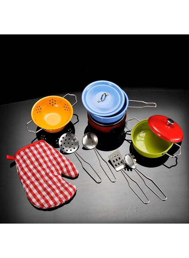 Children's Play Toys Boys And Girls Cooking Stainless Steel Play Kitchen Toys Baby Kitchenware Set-Color:Stainless Steel 16 Piece Set - Image 4