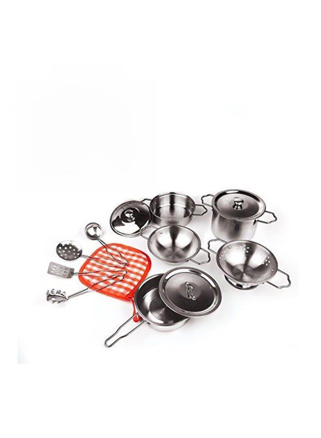 Children's Play Toys Boys And Girls Cooking Stainless Steel Play Kitchen Toys Baby Kitchenware Set-Color:Stainless Steel 16 Piece Set - Image 2