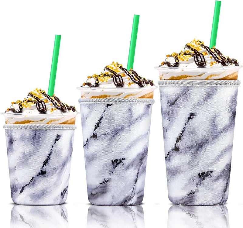 KPX 3 Pack Iced Coffee Cup Sleeve for Large Sized Cups, Reusable Neoprene Iced Coffee Cup Holder for Hot Cold Drinks, Compatible with Starbucks, Dunkin Donuts, and More - Image 1