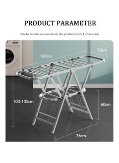 XICEN Rolling Clothes drying rack, stainless steel ,multi-function foldable drying rack  - Image 5