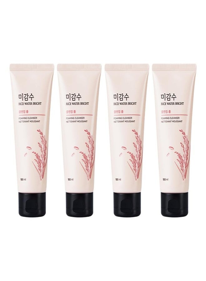 The Face Shop Rice Water Bright Foaming Face Wash 100ml | Face Wash for Glowing Skin | Cleanser for Uneven Skin Tone | Korean Skin Care, For Oily skin (Pack of 4) - Image 1