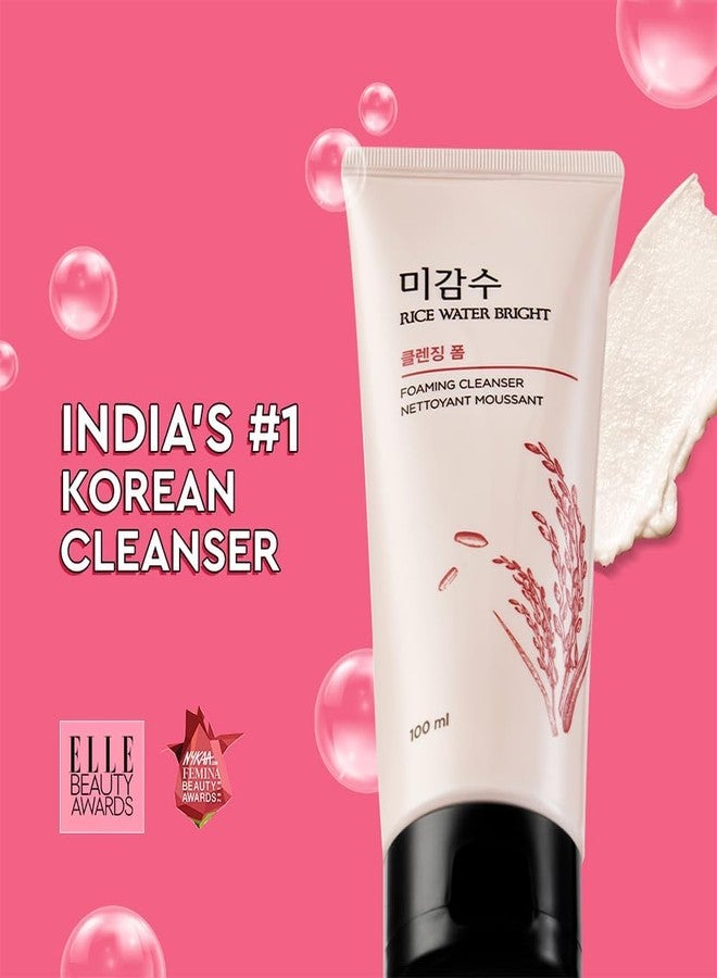 The Face Shop Rice Water Bright Foaming Face Wash 100ml | Face Wash for Glowing Skin | Cleanser for Uneven Skin Tone | Korean Skin Care, For Oily skin (Pack of 4) - Image 2