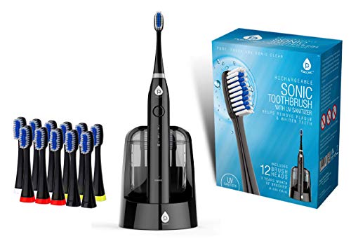 Pursonic S750 Sonic Toothbrush (Black) â€” Smart Series Electronic Power Rechargeable Battery Toothbrush for Adults â€” 12 Bonus Brush Heads - Image 1
