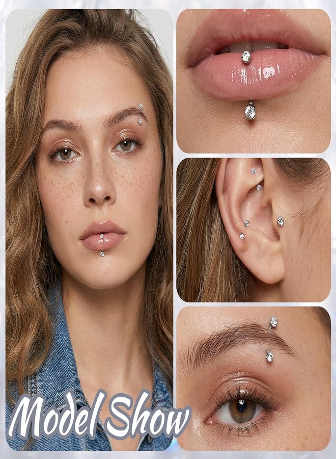 HaiFafafaing 6 Pcs Bridge Piercing Jewelry - Stainless Steel Curved Barbell Piercing Jewelry, 16 Gauge 10mm Eyebrow Rings, Nose Bridge, Surface Tragus Earrings - Image 3