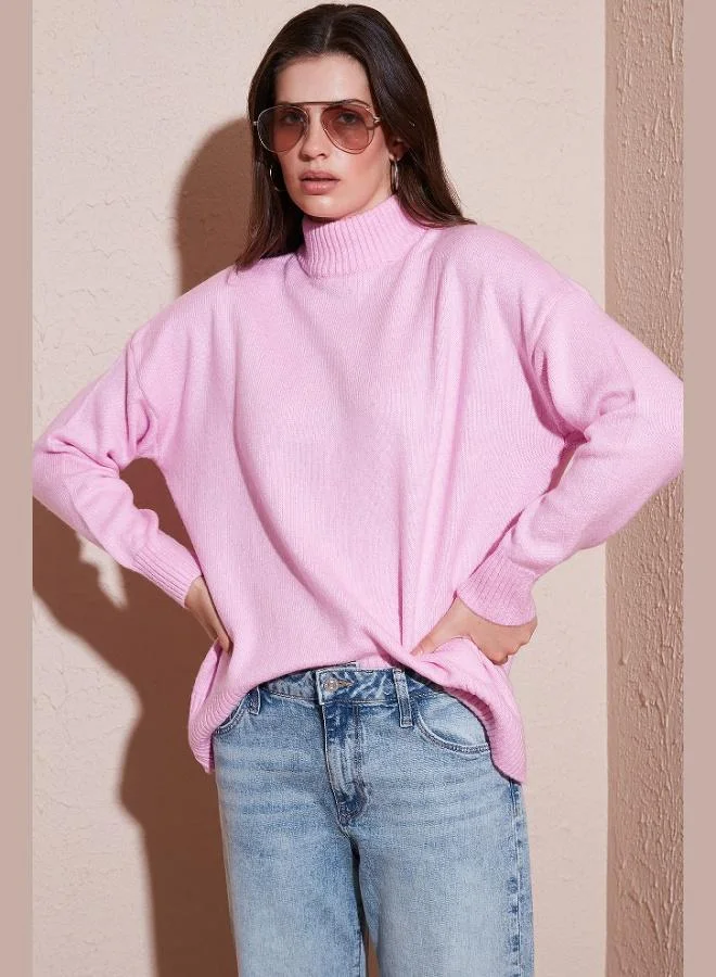 Lela Lela Premium Oversize Fit Turtleneck Soft Textured Knitwear Sweater Women's SWEATER 680KZ00469