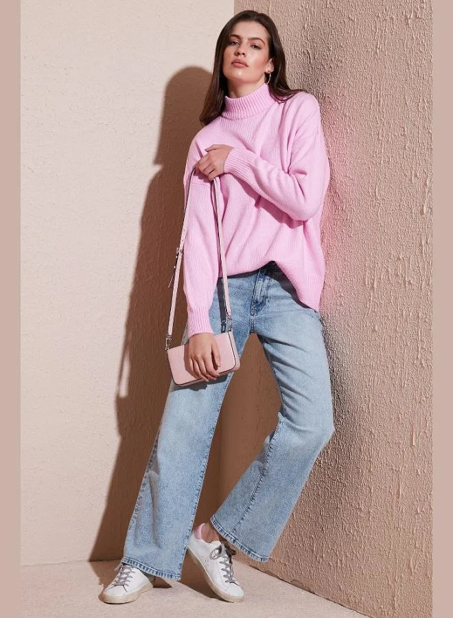 Lela Lela Premium Oversize Fit Turtleneck Soft Textured Knitwear Sweater Women's SWEATER 680KZ00469