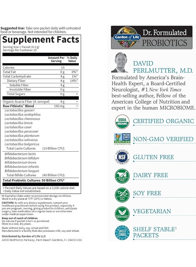Garden of Life مسحوق إدارة الوزن فيتبيوتيك بروبيوتيك من دكتور فورميوليتد، 50 مليار وحدة تشكيل مستعمرة وألياف بريبايوتيك عضوية، 20 عبوة فردية - Image 4