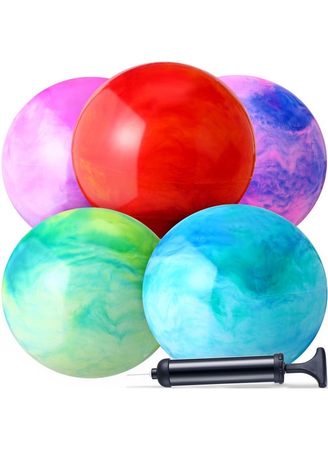 Chumia Chumia 18 Inch Fun Bouncy Balls 5 Pcs Rubber Inflatable Kick Ball Bouncing Sensory Balls with Hand Air Pump for Park Backyard Beach Indoor Outdoor Games Party Favors (Sweet Color)  - Image 1