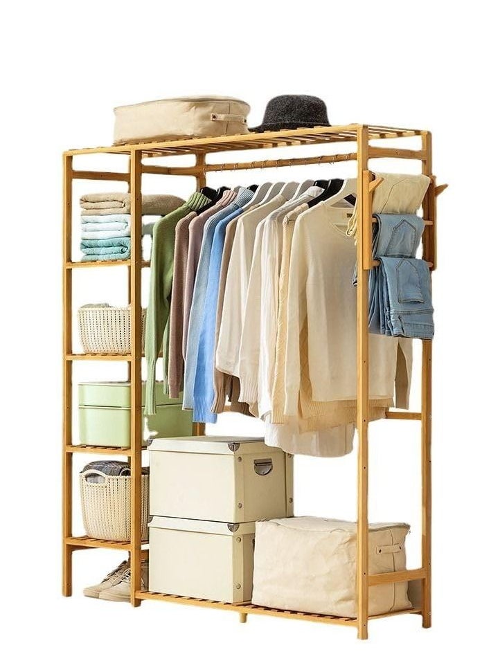 Cool Baby COOLBABY bamboo garment clothing ,rack coat hanging, rack with storage shelves ,open wardrobe coat stand clothes shoes organizer, with back cover for entryway living room  - Image 1