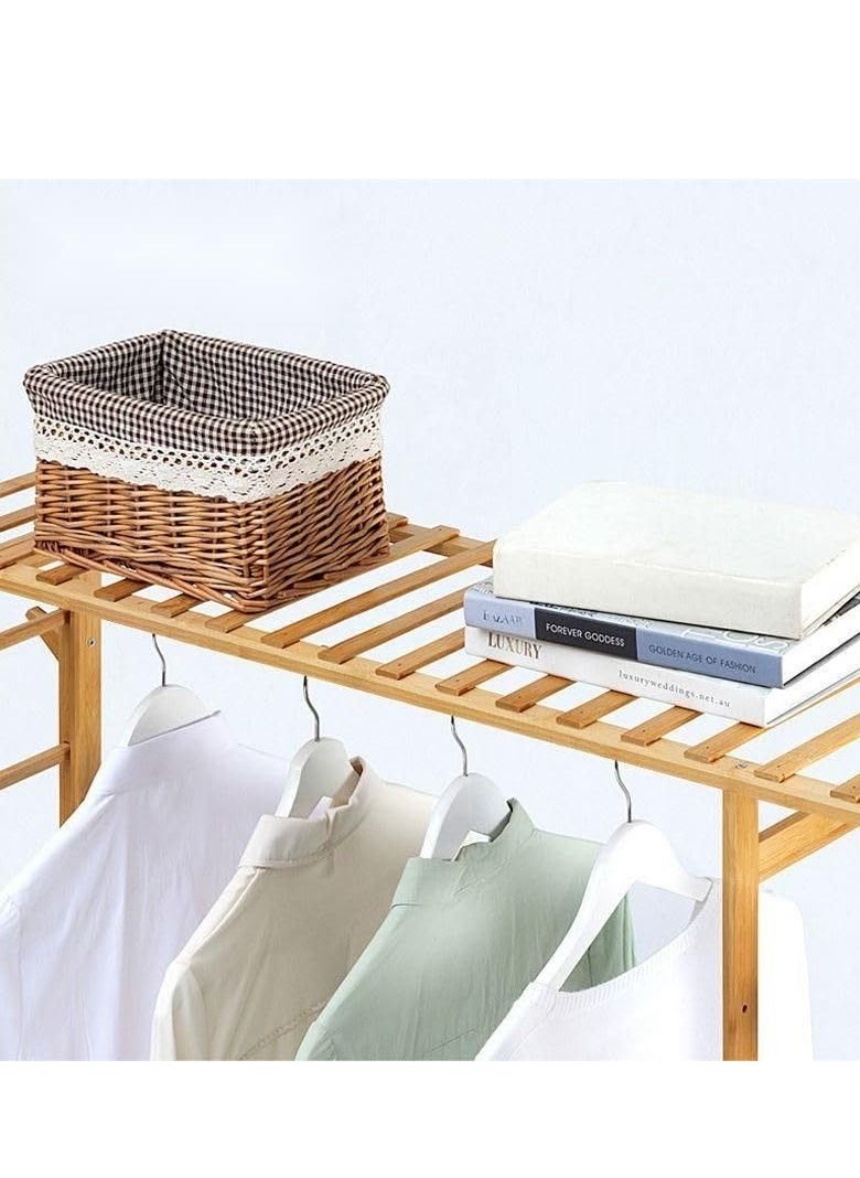 Cool Baby COOLBABY bamboo garment clothing ,rack coat hanging, rack with storage shelves ,open wardrobe coat stand clothes shoes organizer, with back cover for entryway living room  - Image 4