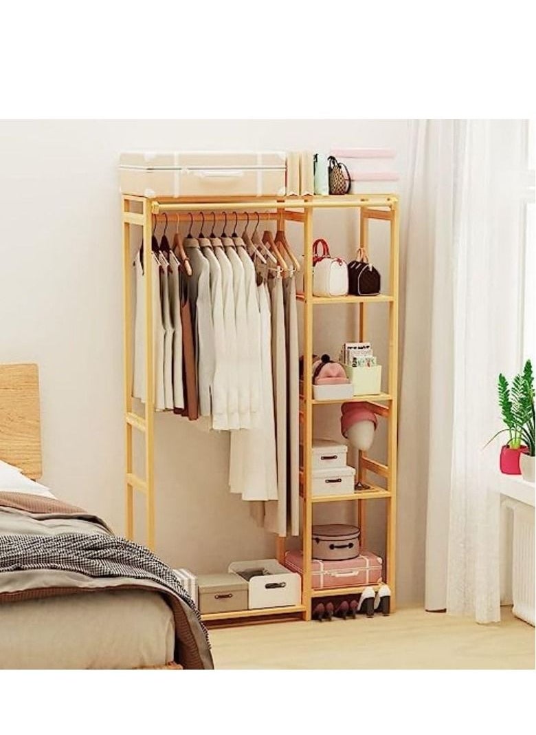 Cool Baby COOLBABY bamboo garment clothing ,rack coat hanging, rack with storage shelves ,open wardrobe coat stand clothes shoes organizer, with back cover for entryway living room  - Image 3