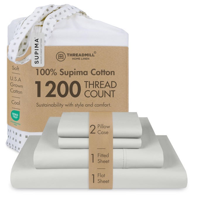 LUXURY SUPIMA COTTON SHEETS LUXURY 1200 THREAD COUNT SOFT 100 COTTON SHEETS FOR QUEEN SIZE BED 4 PC LIGHT GREY BED SHEETS QUEEN SET 5STAR HOTEL QUALITY DEEP POCKET BED SHEETS SET
