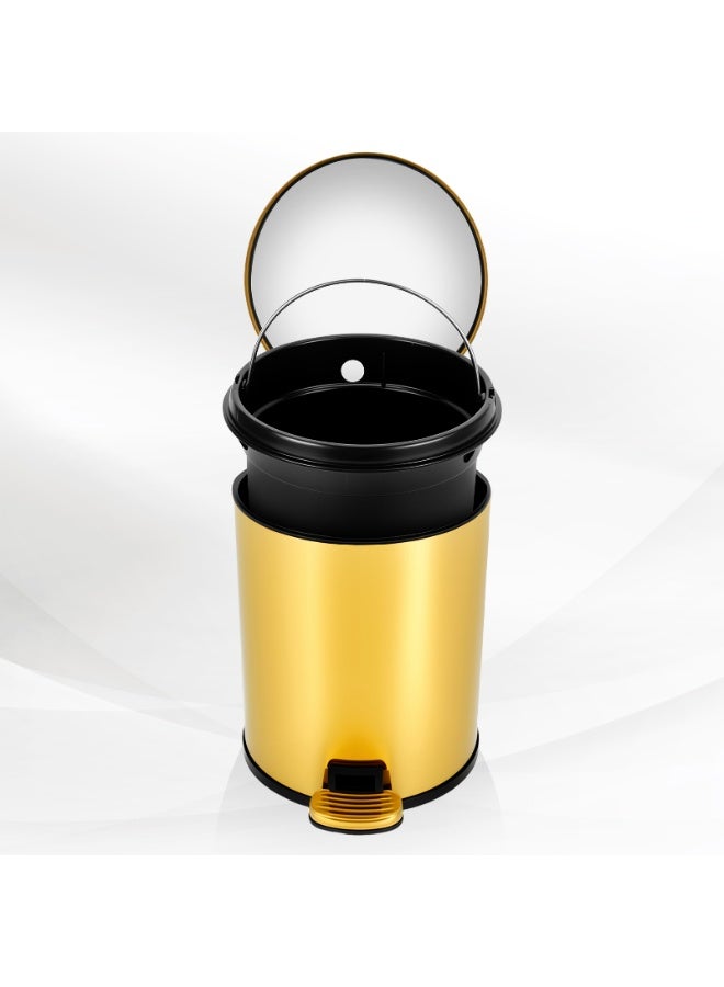 Golden 6L Kitchen Pedal Trash Bin Stainless Steel Bin with Soft Close Lid, Foot Pedal, Flat Lid & Strong Plastic Inner Bucket Rust Resistant Odor Free & Hygienic(Gold) - Image 2