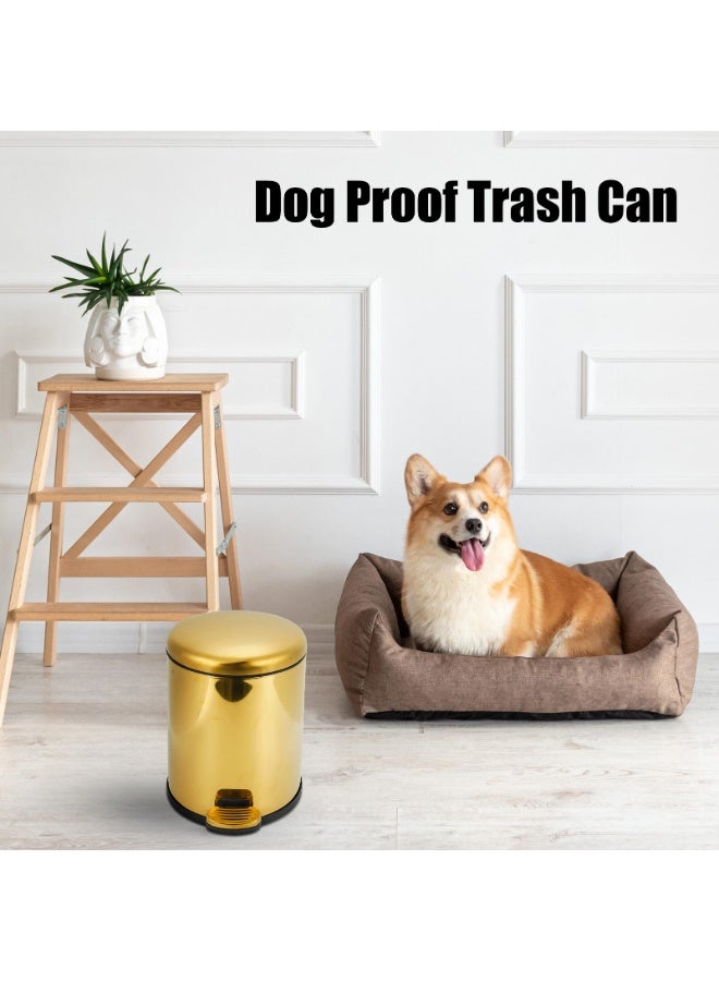 Golden 6L Kitchen Pedal Trash Bin Stainless Steel Bin with Soft Close Lid, Foot Pedal, Flat Lid & Strong Plastic Inner Bucket Rust Resistant Odor Free & Hygienic(Gold) - Image 3