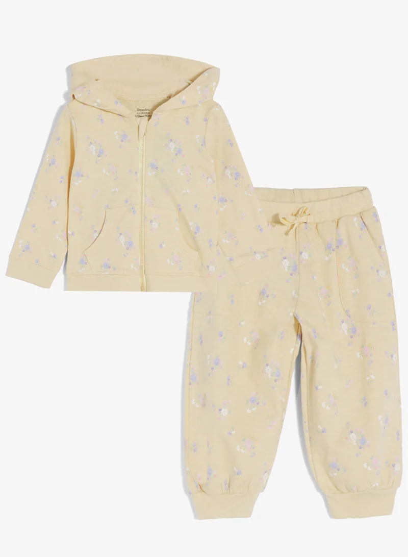 ريبلز مع نمشي طقم بناتي من قطعتين مع سويت شيرت وبنطلون رياضي