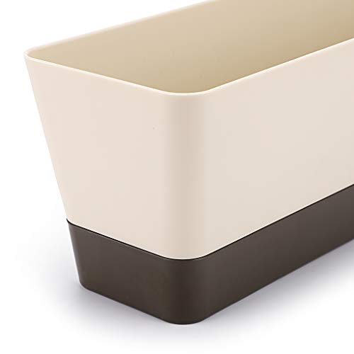 Skelang 3 Pcs Rectangular Plant Pot, 12" Watering Container with Drainage Hole, Window Planter Box with Saucer for Succulents, Flowers, Indoor Plants, African Violets - Image 5