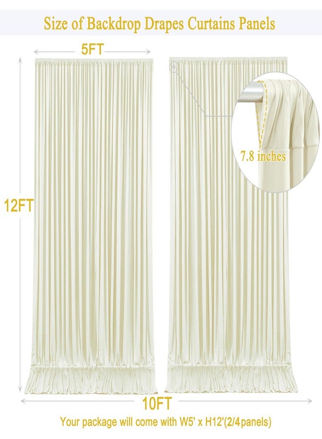 HB HBB MAGIC Beige Backdrop Curtains 10 ft X 12 ft Wrinkle Free Polyester Fabric Photo Backdrop, 2 Panels 12ft X 5ft Beige Drapes for Birthday Party, Wedding, Photography Background Decorations - Image 5