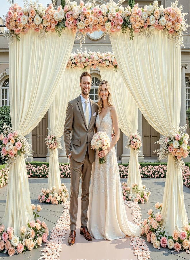 HB HBB MAGIC Beige Backdrop Curtains 10 ft X 12 ft Wrinkle Free Polyester Fabric Photo Backdrop, 2 Panels 12ft X 5ft Beige Drapes for Birthday Party, Wedding, Photography Background Decorations - Image 3