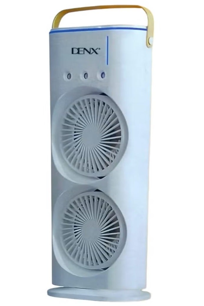 Denx Rechargeable Mist Fan and Humidifier | Dual Fan Air Cooler with 280ml Water Tank, LED Lights & Remote Control – Portable Cooling Fan for Home, Office & Outdoor Use (White) - Image 5