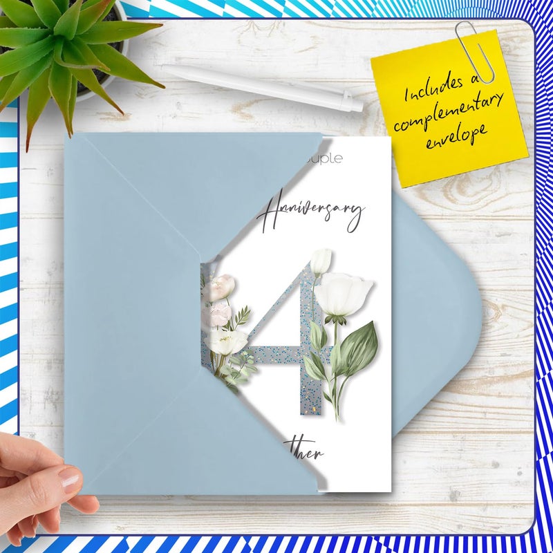 Stuff4 54th Anniversary Card for Women Men - Fancy Floral Flowers - Happy 54 Year Anniversary Card for Partner Husband Companion Wife  A5 Wedding Anniversaries Greeting Cards - Image 5