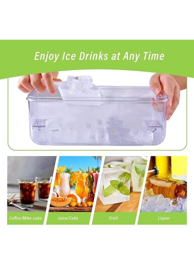 GGEROU Press Type 64-Ice Cube Tray,Quickly Ice Cubes Release,Plastic Stackable Maker Mold with Ice Container,Scoop and Lid,Green  - Image 5