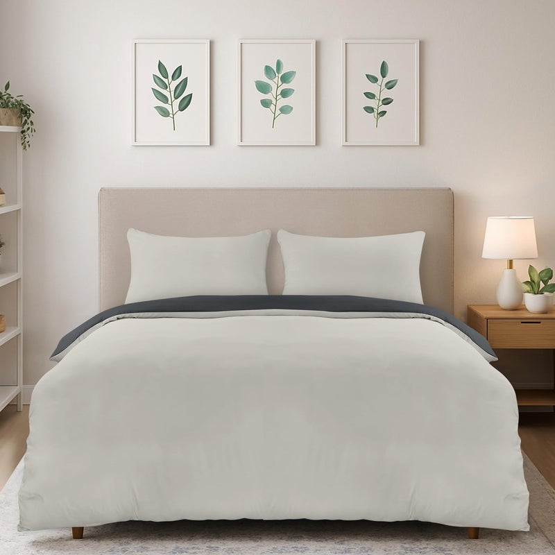 Utopia Bedding Duvet Cover Double  Soft Microfibre Polyester Duvet Cover with Pillow cases  Bedding Quilt Cover Set Dark GreyLight Grey