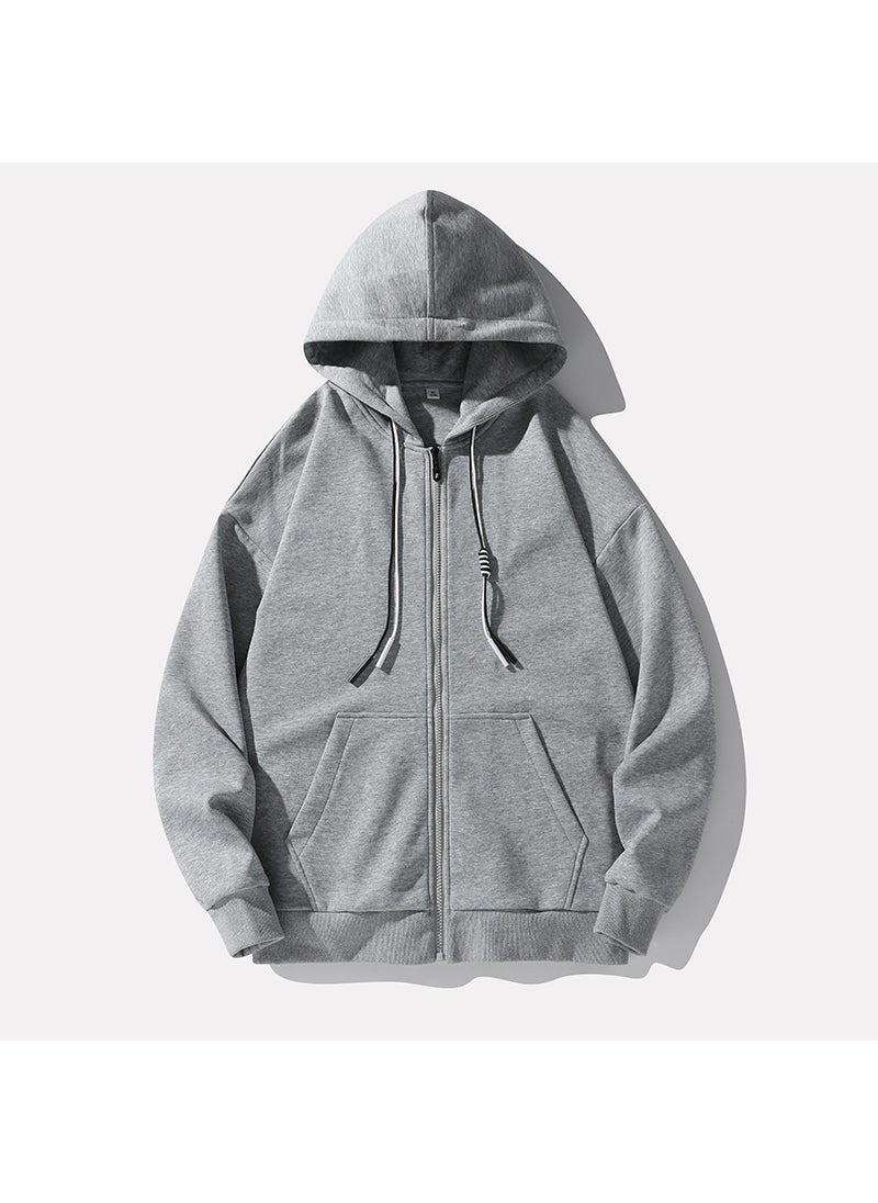 Generic - NASA Couple Hooded Sweatshirt Mens Trendy Brand Autumn New Style Japanese Version Trendy Flow Beginning Zip-Up Base Layer Top J Gray - Image 1
