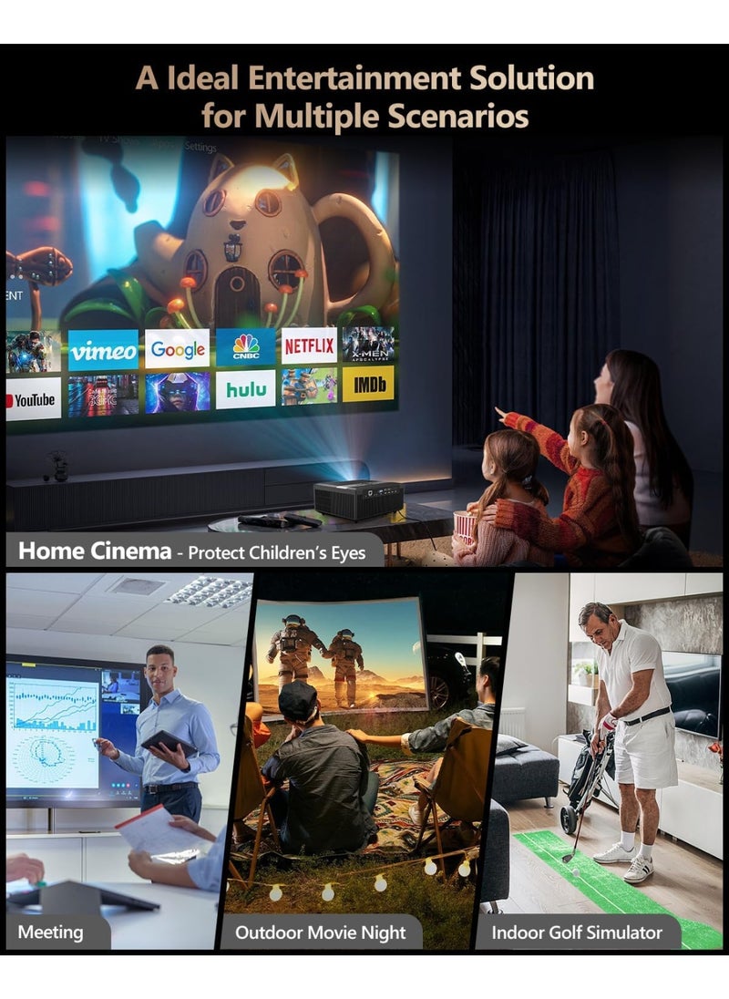 Generic Wireless 5G WiFi Projector – 1920x1080 Full HD – 4K Supported – Android Movies FHD – Bluetooth 5.0 – RJ45 Port – 4D ±50° Lens Shift – High-Quality Speaker – Home Cinema for Video Games & PPT Presentations  - Image 2