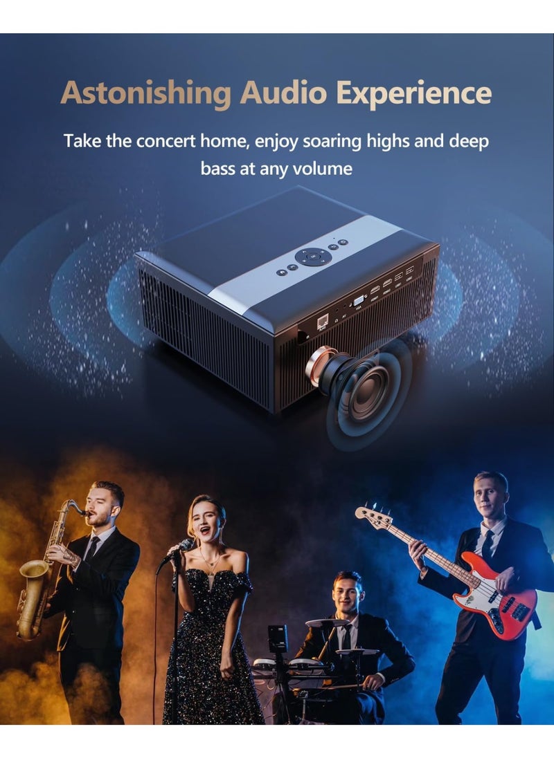 Generic Wireless 5G WiFi Projector – 1920x1080 Full HD – 4K Supported – Android Movies FHD – Bluetooth 5.0 – RJ45 Port – 4D ±50° Lens Shift – High-Quality Speaker – Home Cinema for Video Games & PPT Presentations  - Image 4