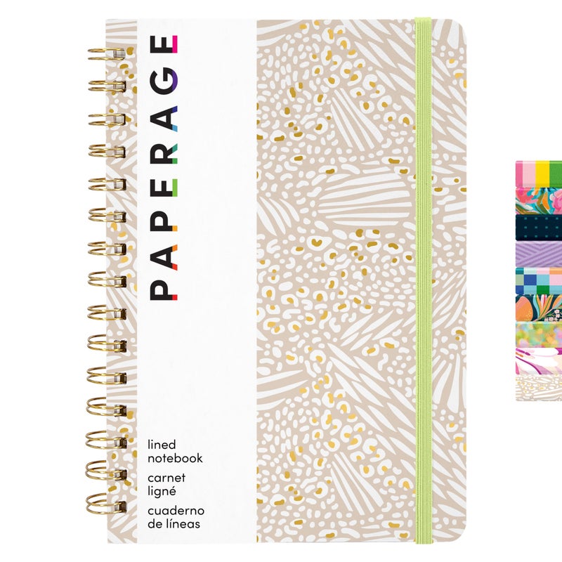 PAPERAGE Lined Spiral Journal Notebook, (Golden Safari), 160 Pages, Hardcover Journal for Women & Men, Medium 5.5 in x 8 in - 100 GSM, Thick Paper, Spiral Notebook for Work, School & Journaling - Image 1