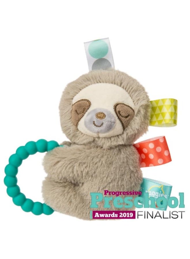 Taggies Taggies Sensory Stuffed Animal Soft Rattle with Teether Ring, Molasses Sloth  - Image 2