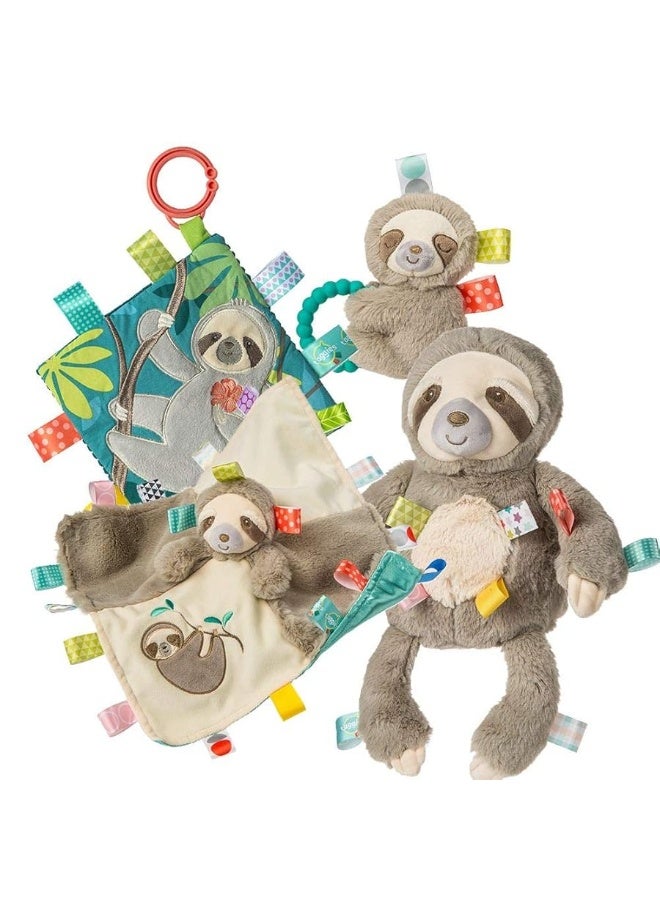 Taggies Taggies Sensory Stuffed Animal Soft Rattle with Teether Ring, Molasses Sloth  - Image 5