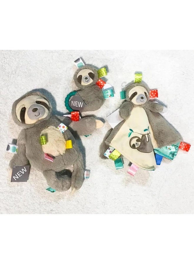 Taggies Taggies Sensory Stuffed Animal Soft Rattle with Teether Ring, Molasses Sloth  - Image 4