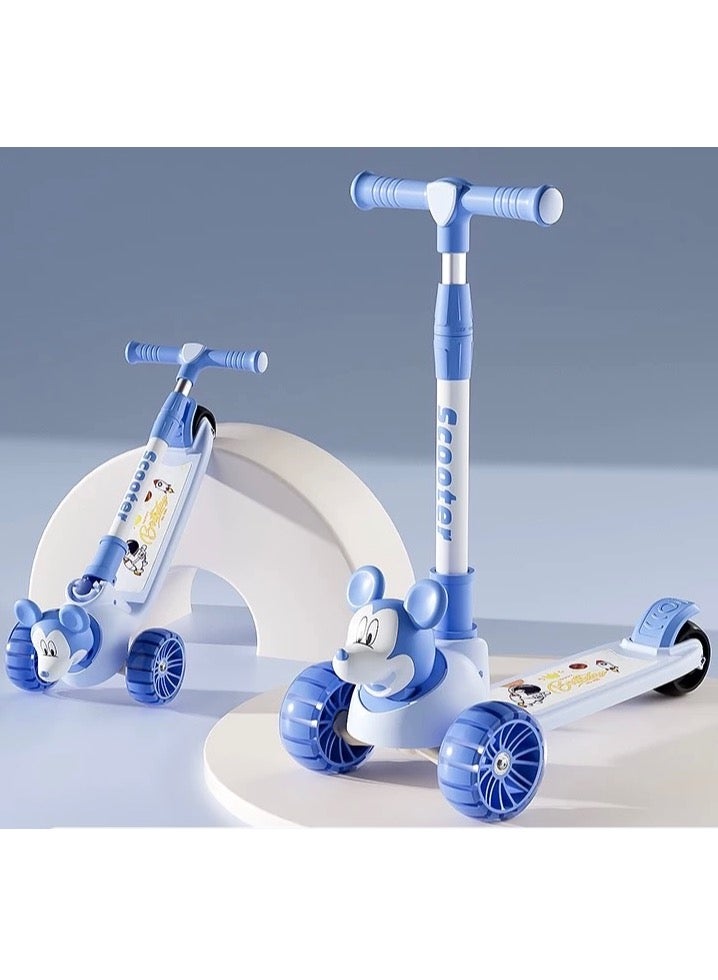 سكوتر ميكي للأطفال ثلاثي العجلات قابل للطي بارتفاع قابل للتعديل وموسيقى وعجلات مضيئة - Image 1