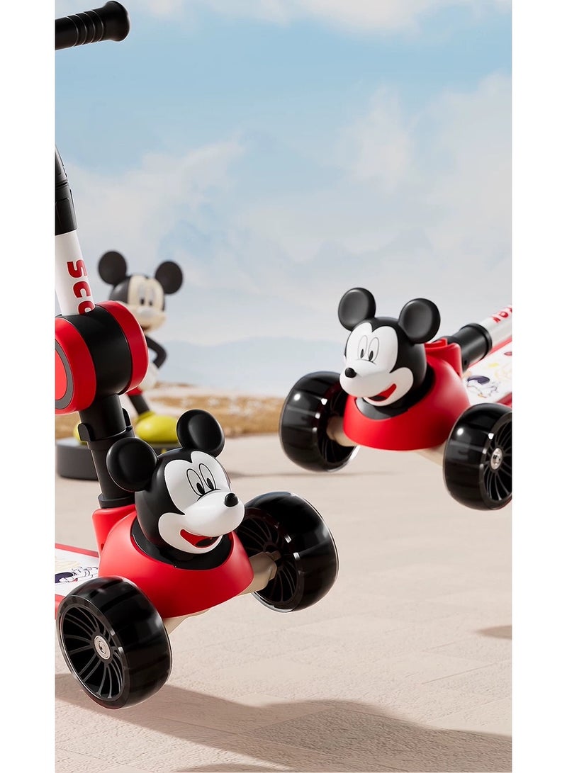 سكوتر ميكي للأطفال ثلاثي العجلات قابل للطي بارتفاع قابل للتعديل وموسيقى وعجلات مضيئة - Image 2