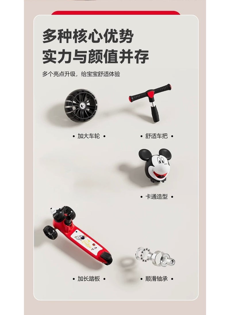 سكوتر ميكي للأطفال ثلاثي العجلات قابل للطي بارتفاع قابل للتعديل وموسيقى وعجلات مضيئة - Image 5