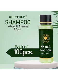 أولد تري مجموعة أدوات العناية بالشعر من Old Tree Neem & Aloevera سعة 30 مل - (مجموعة من 100 قطعة) | مجموعة شامبو بحجم مناسب للسفر وغرف الفنادق وبيوت الضيافة | وسائل الراحة والإكسسوارات الخاصة بالفندق  - Image 2