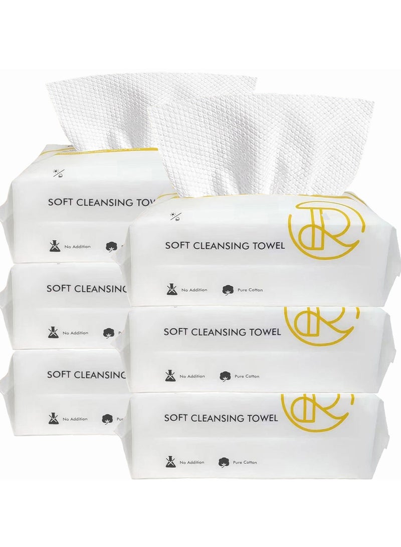 general 6 Pack Disposable Face Towel, Extra Thick Cotton Face Cloths, 100% Cotton Lint-Free Unscented Dry Wipe Facial Tissue, Make Up Removing Facial Tissue Ultra Soft, for Sensitive Skin - Image 1