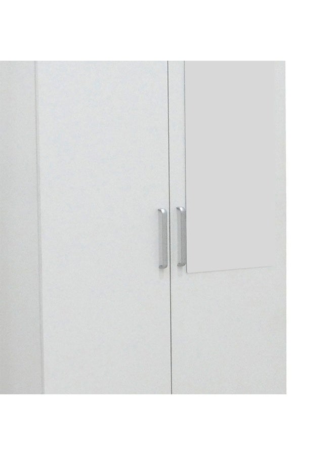 DANUBE HOME خزانة ملابس Supreme ذات بابين مع مرآة لتعليق الملابس رف تخزين قوي إضافي منظم تصميم حديث خزائن موفرة للمساحة لغرفة النوم - أبيض - Image 3