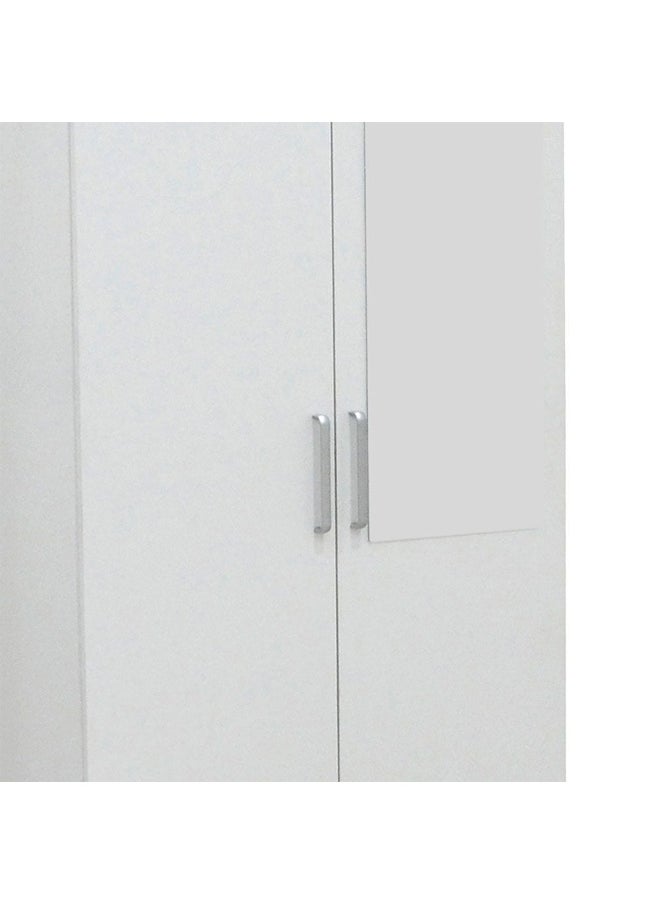 DANUBE HOME - Supreme 2-Door Wardrobe With Mirror For Hanging Clothes Extra Sturdy Rack Storage Organiser Modern Design Space Saving Cabinets For Bedroom - White - Image 1