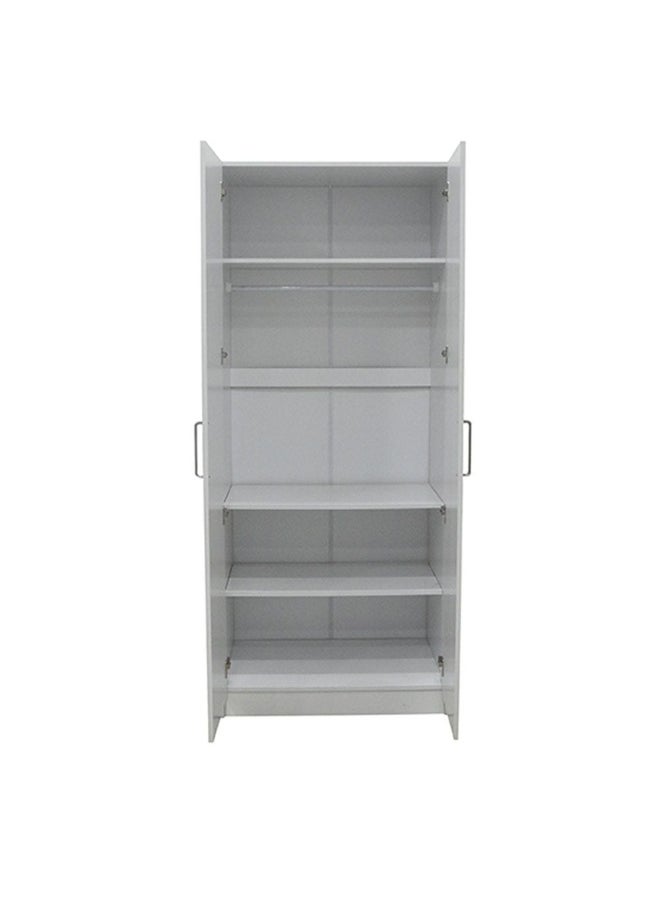 DANUBE HOME - Supreme 2-Door Wardrobe With Mirror For Hanging Clothes Extra Sturdy Rack Storage Organiser Modern Design Space Saving Cabinets For Bedroom - White - Image 1