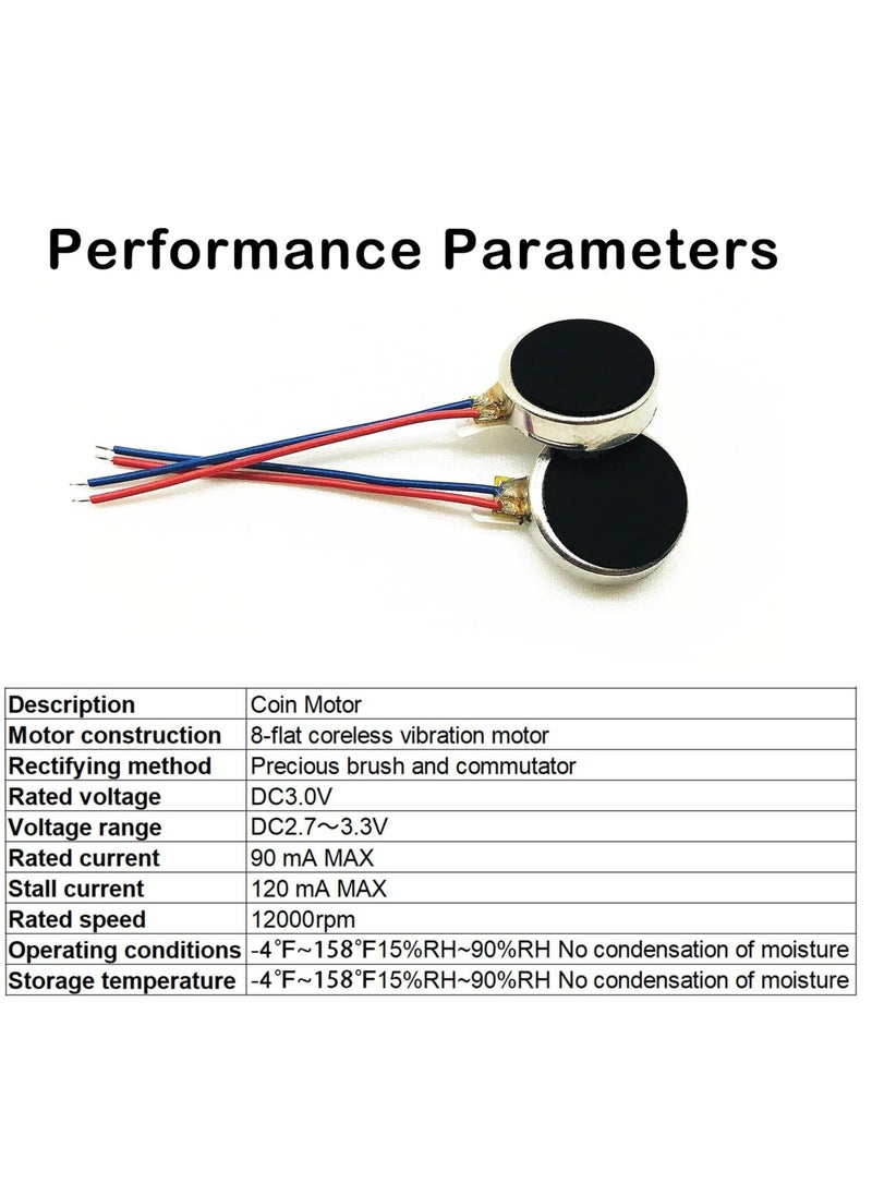 Generic - Mini Vibration Motors, 20 Pcs 12000rpm Flat Coin Button-Type Micro DC Vibrating Motor, for Projects Electronic Device Repair, Single Board Computers Project, Classroom Project Bots Cable 2in - Image 1