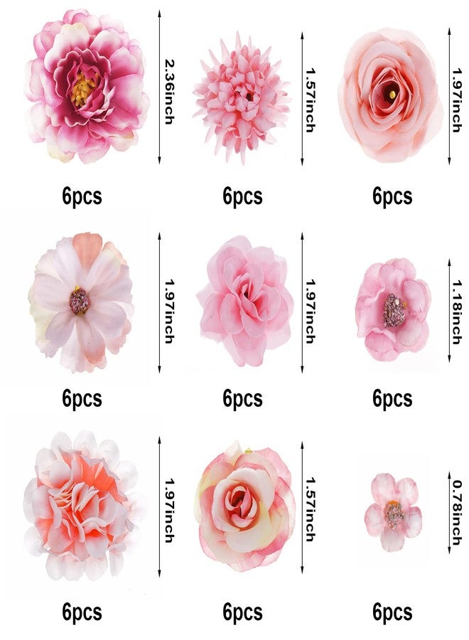 phnydreg 54Pcs Faux Flowers Heads Decorative Flowers for Crafts Cake Wreath Garlands Wedding Table Home Decoration - Image 2