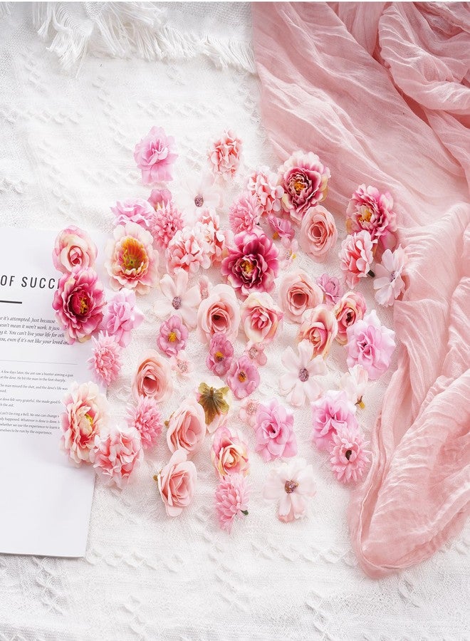 phnydreg 54Pcs Faux Flowers Heads Decorative Flowers for Crafts Cake Wreath Garlands Wedding Table Home Decoration - Image 3