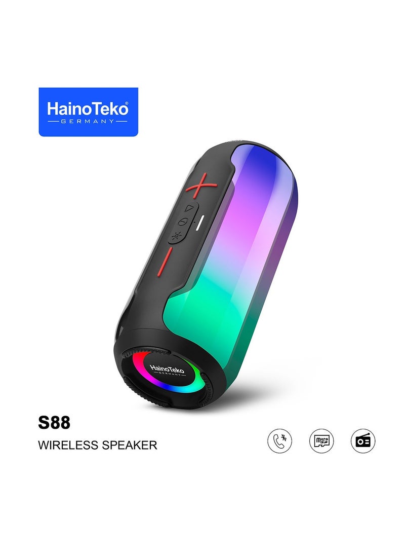 HainoTeko Haino Teko S88 Wireless Bluetooth Speaker with LED Light and Button Control – Black - Image 3