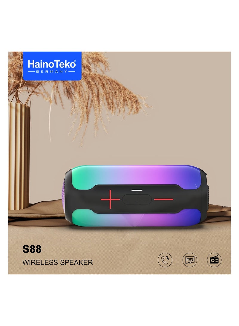 HainoTeko Haino Teko S88 Wireless Bluetooth Speaker with LED Light and Button Control – Black - Image 2