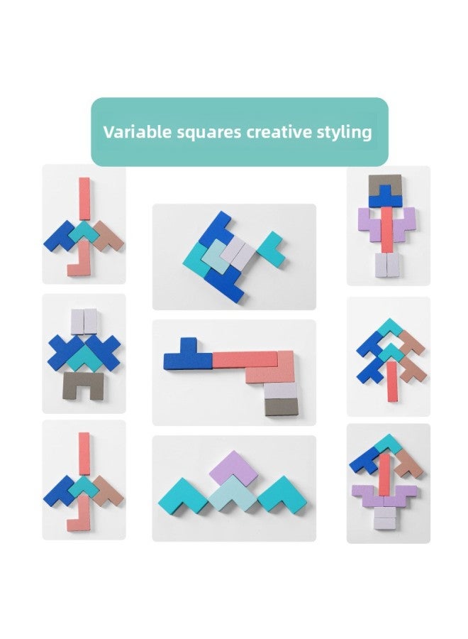 Children's Toys Kindergarten Educational Aids Five-in-one Tetris Building Blocks Jigsaw Puzzle Puzzle-Color:Five-in-one Puzzle - Image 4