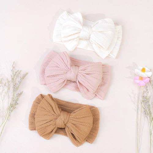 CÉLLOT 6 Pcs Baby Bows Headbands Nylon Hairbands Baby Girl Bows Hair Accessories for Newborn Infant Toddler Essentials (Brown Series) - Image 4