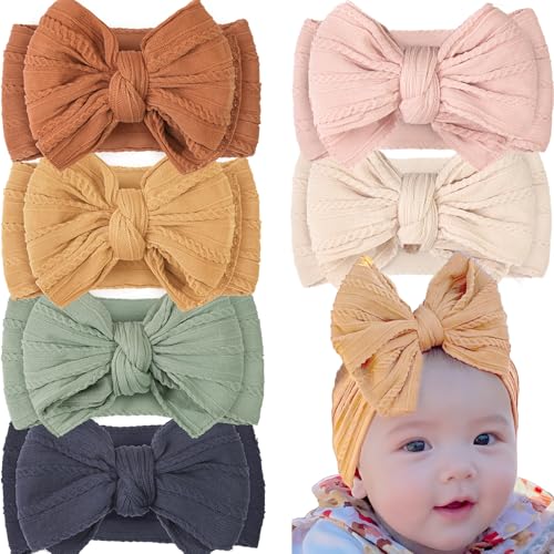 CÉLLOT 6 Pcs Baby Bows Headbands Nylon Hairbands Baby Girl Bows Hair Accessories for Newborn Infant Toddler Essentials (Brown Series) - Image 1